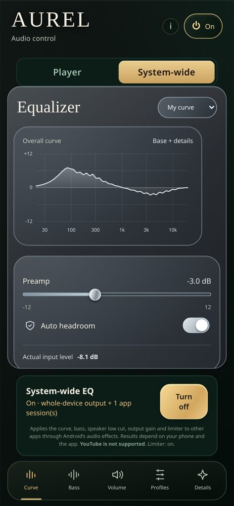 System-wide mode switched on